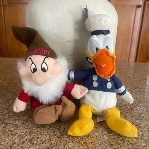 Disney Grumpy and Donald Duck Plush Bean Bag Characters